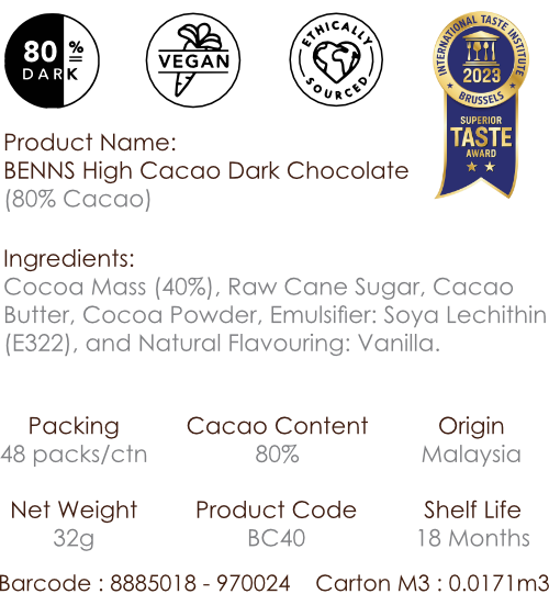 Benns Cacao Dark Chocolate