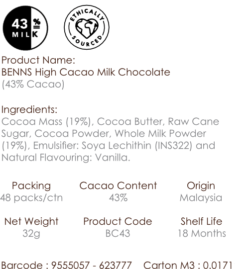 Benns High Cacao Milk Chocolate